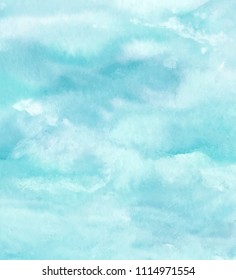 Sea water background, abstract hand painted watercolor texture, vector illustration