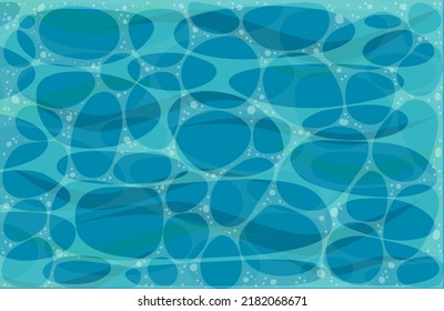 Sea water background vector aqua illustration. blue ocean water surface with bubbles. marine life wallpaper pattern