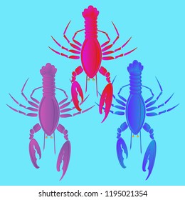 Sea water beautiful lobster multicolor geometric.