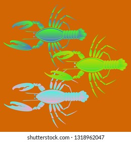 Sea water beautiful lobster multicolor geometric.