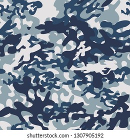 Sea water camouflage seamless pattern. Blue camouflage vector