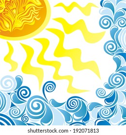 Sea water drop and sun vector illustration