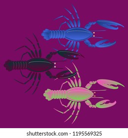 Sea water elegant lobster multicolor geometric.