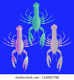 Sea water great lobster multicolor geometric.