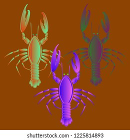 Sea water great lobster multicolored geometric.