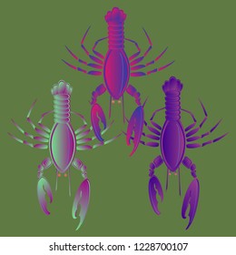 Sea water great lobster multicolored geometric.