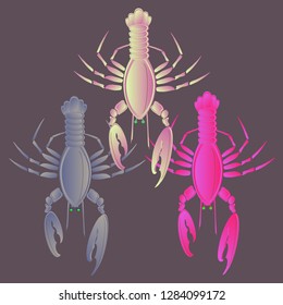 Sea water great lobster multicolored geometric.