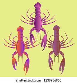 Sea water new lobster multicolor geometric.