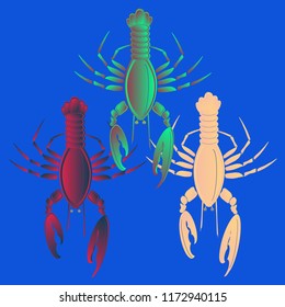 Sea water new lobster multicolored geometric.
