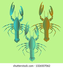 Sea water new lobster multicolored geometric.
