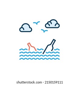 Sea Water Pollution vector concept modern icon or design element