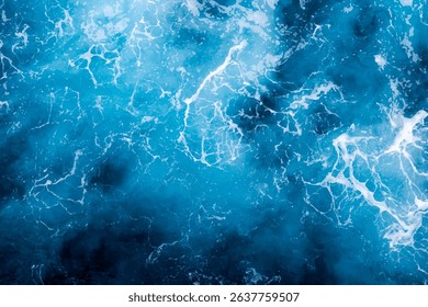Sea water surface background. Aerial view of beautiful foamy water. Can be used in covers, packaging, posters, textures, banners, art and design projects. Captivating vector illustration.