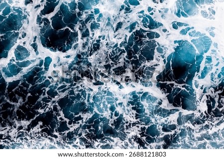 Sea water surface background. Aerial view of breathtaking foamy water. Can be used in covers, packaging, posters, textures, presentations, art and design projects. Picturesque vector illustration.