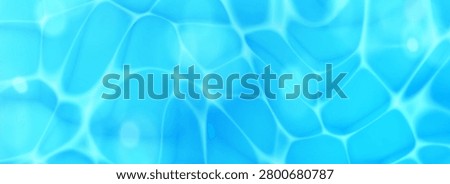 Sea water surface background with bokeh light reflection and ripple waves. Deep ocean underwater or pool with transparent caustic sunlight texture. Summer vacation backdrop. Realistic top view vector