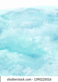 Sea water texture, abstract hand painted watercolor background