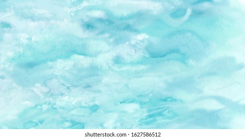 Sea water texture, abstract hand painted watercolor background, vector illustration