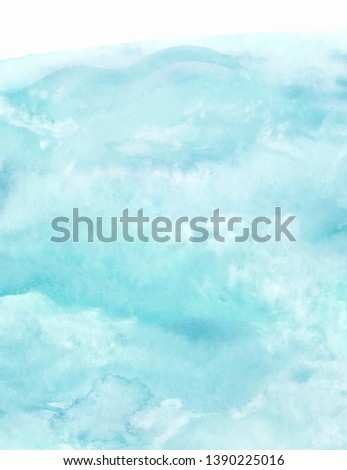 Sea water texture, abstract hand painted watercolor background