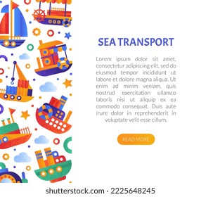 Sea and Water Transport Banner Design for Seafaring and Marine Cruise Vector Template