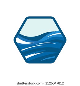 Sea water wave emblem icon design template. Aqua splash vector illustration