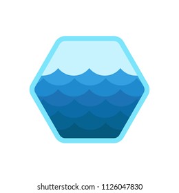 Sea water wave emblem icon design template. Aqua splash vector illustration