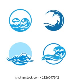 Sea water wave emblem icon design template. Aqua splash vector illustration