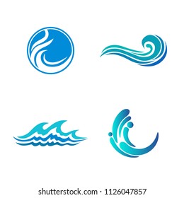 Sea water wave emblem icon design template. Aqua splash vector illustration