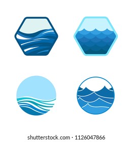 Sea water wave emblem icon design template. Aqua splash vector illustration
