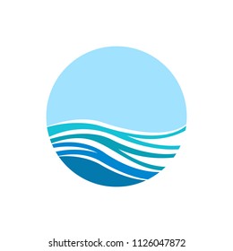 Sea water wave emblem icon design template. Aqua splash vector illustration