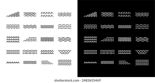 Sea water wave icon symbol, ocean wave vector illustration. Wave abstract icon set, line icon element, curve graphic, flowing, shape, sign, curve art 