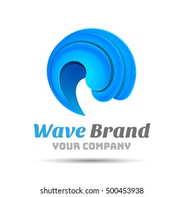 Sea Water wave icon Volume Logo Colorful. 3d Vector Design. Corporate identity