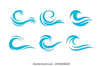 sea water wave logo design set, graphic element for logo