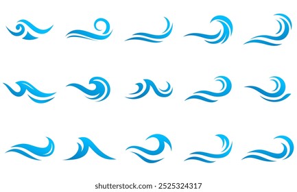 sea water wave logo design set, graphic element for logo	