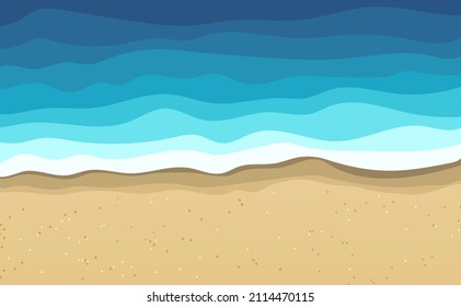 Sea water waves on beach. vector illustration