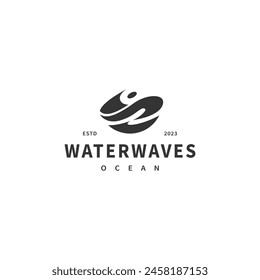 sea water waves vector logo design 3