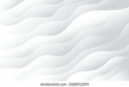 Sea water waves, white stripes, flowing lines with light gray background vector