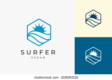 Sea or waterfront logo in simple and clean hexagon shape