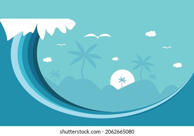 Sea wave background background fluid mountain tree elements Popular Design Poster Eps10 Vector