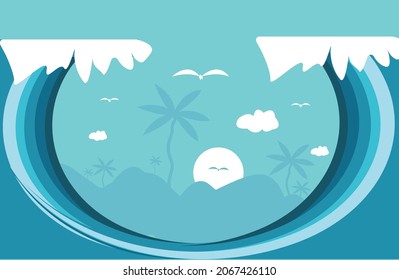 Sea wave background background fluid mountain tree elements Popular Design Poster Eps10 Vector