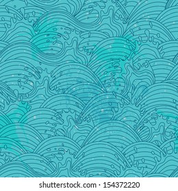 Sea wave background. Seamless pattern. Vector illustration.