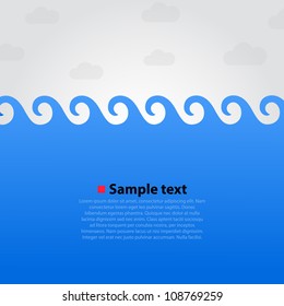 Sea wave background, Summer beach, Vector illustration