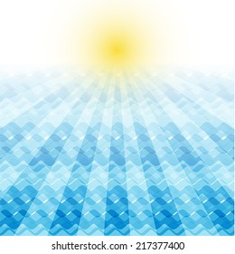 sea wave background with sun ray 