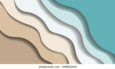 Sea wave background wallpaper. Paper cut colorful vector background  design for banner, poster, and flyer.