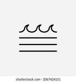 Concepto de diseño de iconos de línea de playa, olas, mar
