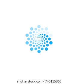 Sea Wave Blue Color Logo. Digital Revolution Technology, Circles Sign. Round Logotype. Download Process Icon.