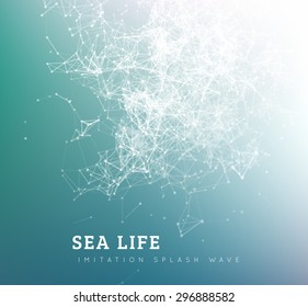 Sea wave by dot and line connection. Summer vector illustration