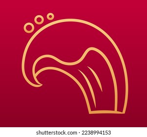 Sea wave chinese decorative element. Asian golden traditional illustration. Decoration elements