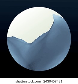 Sea wave in a circle. Surreal, watercolor painted splash of water, abstract liquid shape in a circle. Isolated design element for backdrop, frame, logo, etc. Vector illustration.