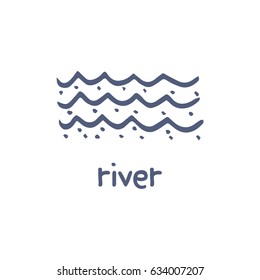 sea wave doodle icon