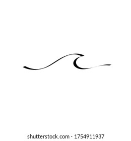 Sea wave drawn in graphic style with one black line on a white background.