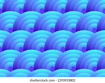 Sea wave or fish scales seamless pattern. Traditional Asian geometric ornament. Vector background. Japanese ornament.